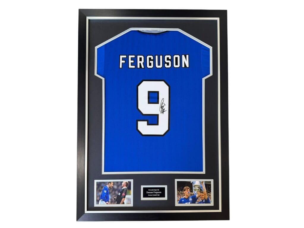 Duncan Ferguson signed Everton number 9 shirt